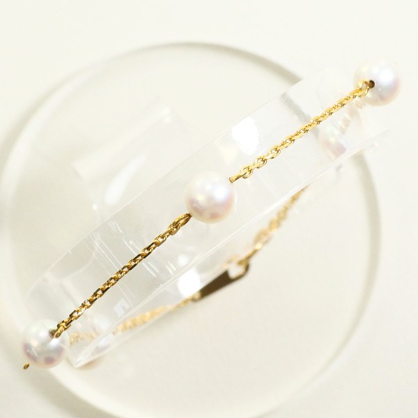 K18 18金 YG イエローゴールド ブレスレット パール(真珠) 約18cm ジュエリー 中古