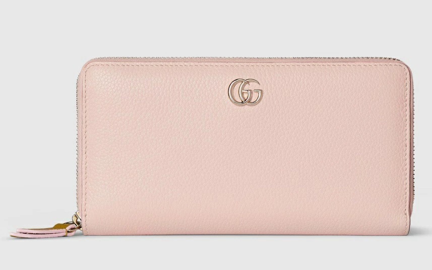 GUCCI 456117-AAFXL-5744 グッチ ダブルG バイカラー ジップアラウンドウォレット ラウンドファスナー長財布 レザー ピンク×イエロー×ライトゴールド