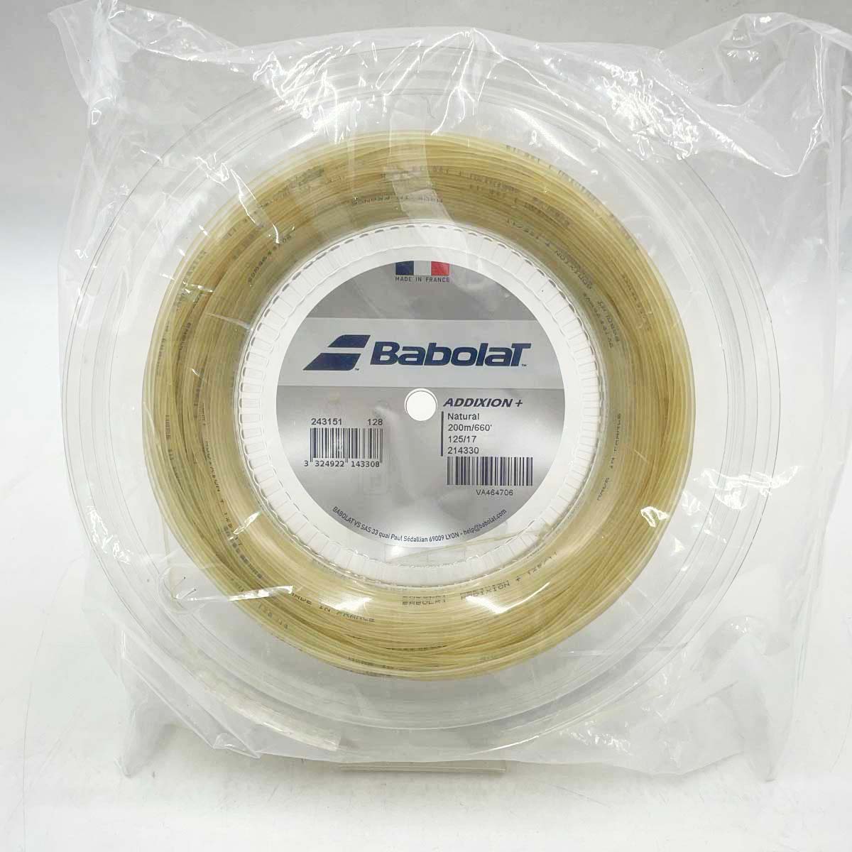 【中古・未使用品】バボラ ADDIXION＋ 125 硬式 テニス ストリング ガット アディクションプラス 200m ロール ナチュラル 243151 BABOLAT 1.25mm