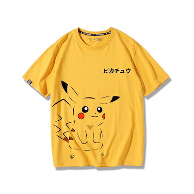 Qoo10] ピカチュウtシャツ男ポケモン潮牌連名小火