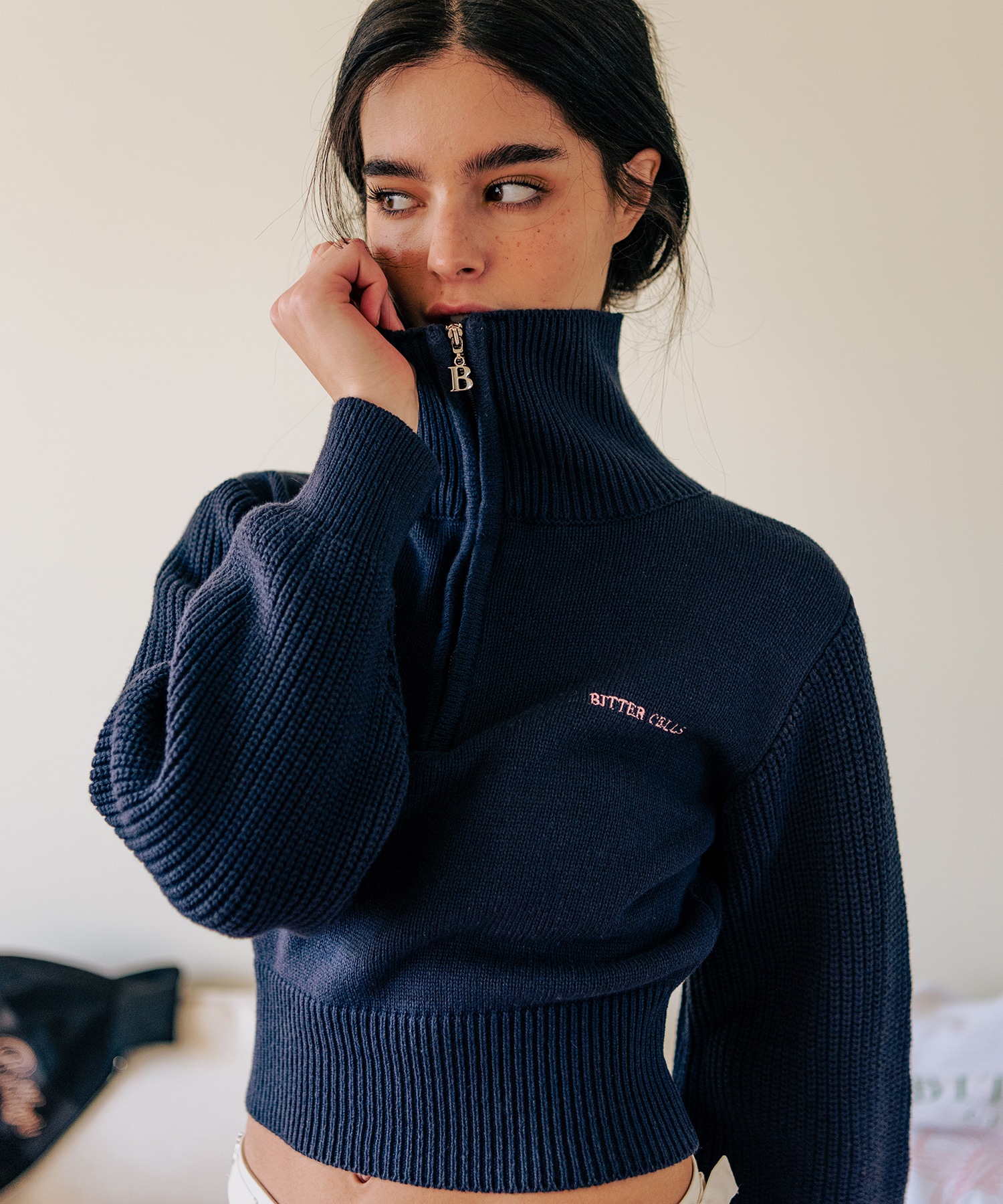 【BITTERCELLS】 SEINE CROP HALF ZIP UP : 5COLOR