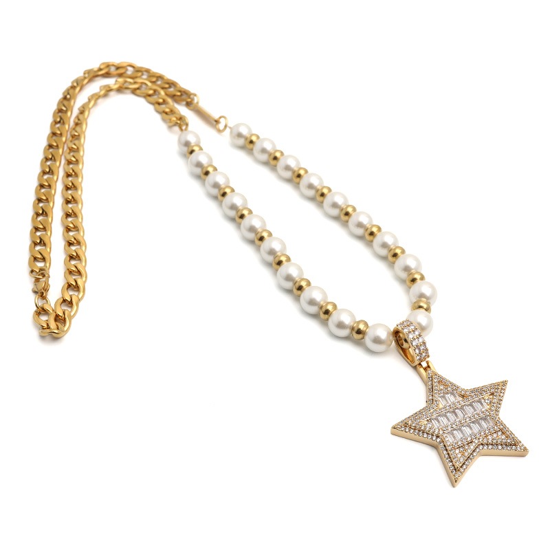 パールネックレス スター [n450-gold]