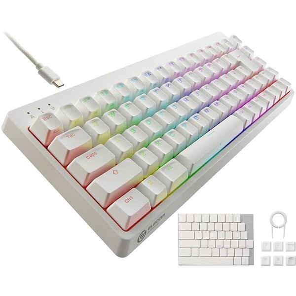 TK-VK300SWH ゲーミングキーボード 有線 着脱式ケーブル RGB メカニカル (銀軸/スピードリニア) コンパクト V custom ホワイト メーカー直送