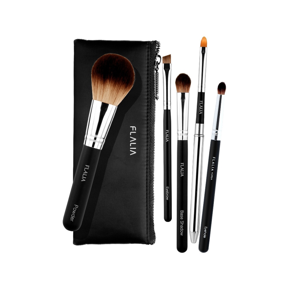 プラリア モダン クラシック 5種 メイクアップ ブラシセット 携帯用 旅行用 化粧筆 パウダー アイシャドウ リップ