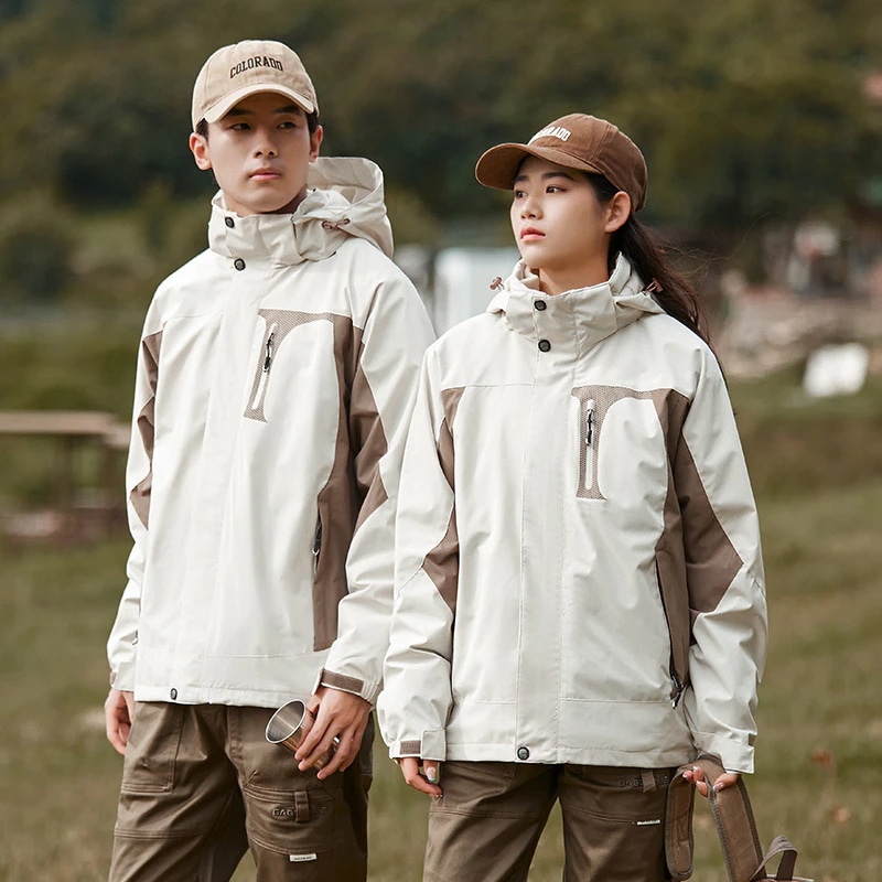 2025年秋冬 高品質 プラスサイズ 3イン1 ウィンドブレーカー 男女兼用 カップルスタイル プラスサイズ 防風 防水 ダウンライナー