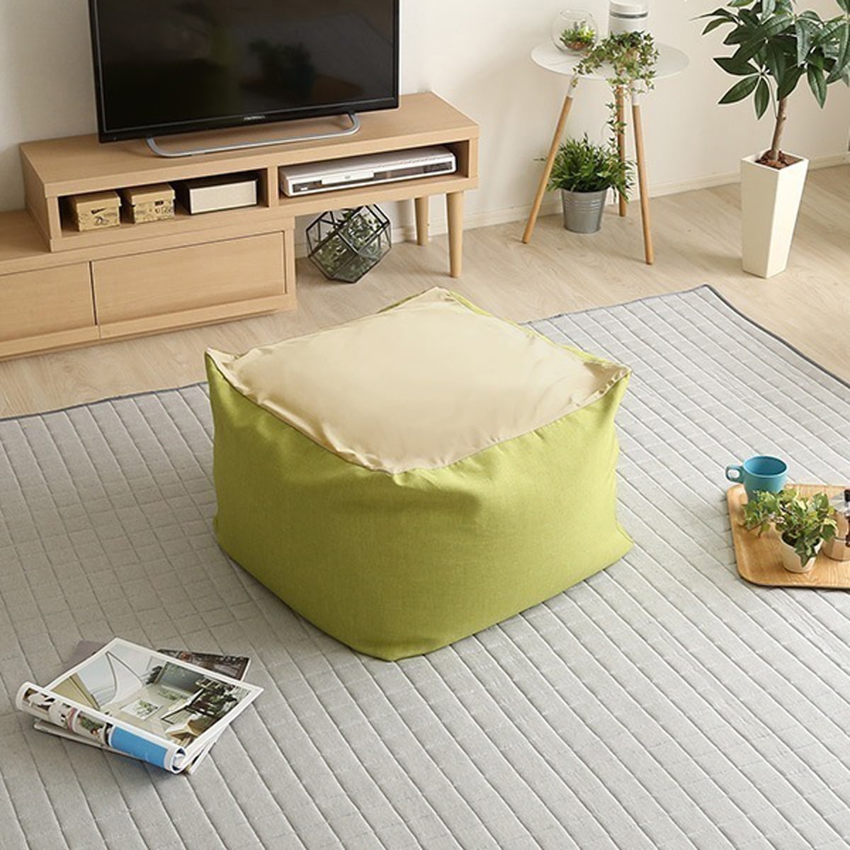 新配合でヘタリにくい キューブ型ビーズクッション ライトカラー Guimauve Neo