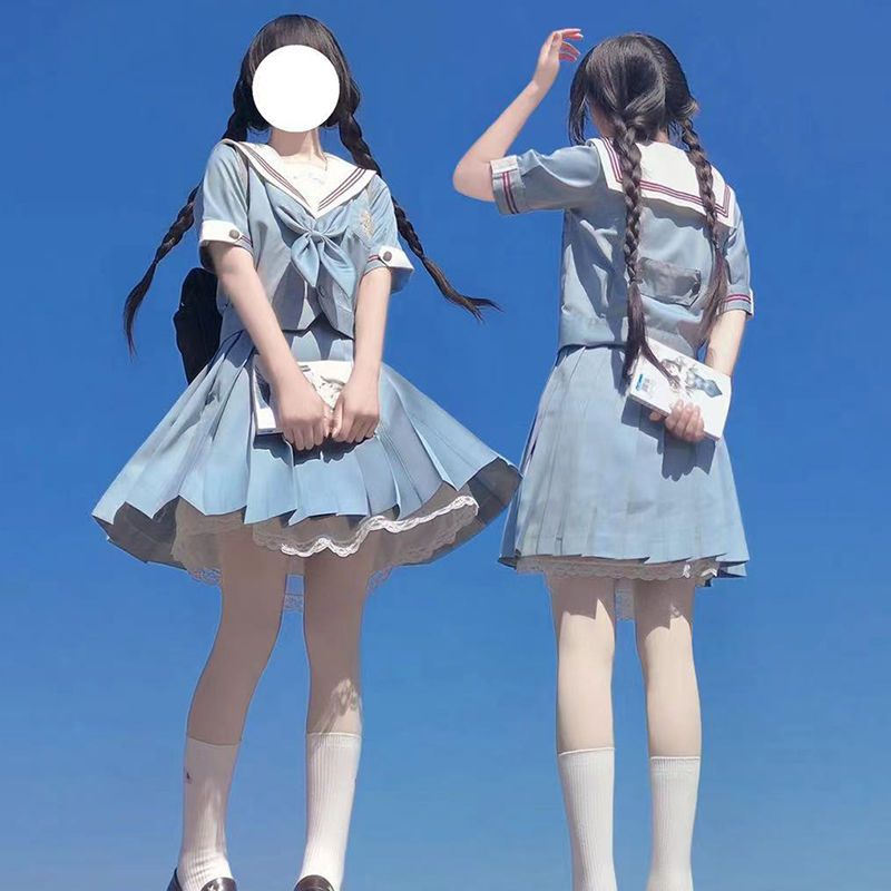 [Leng Zhaohai] 個性的なセーラー服 インターミディエイトスーツ JK制服スーツ プリーツ