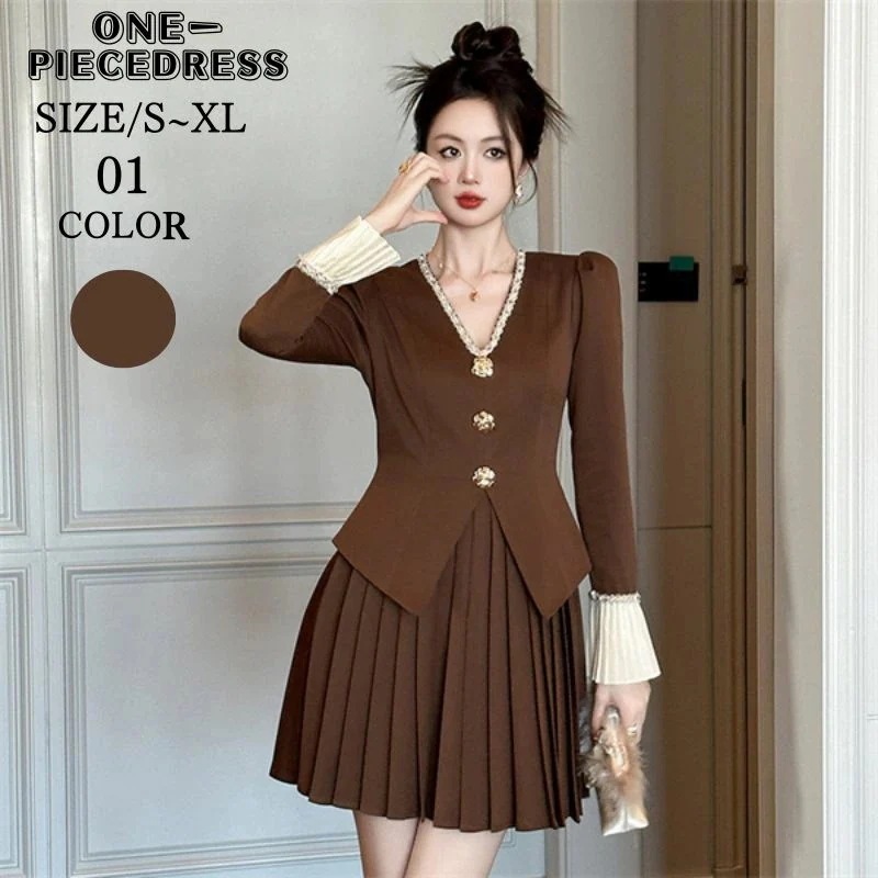 レイヤード風ドレス　ワンピスドレス　ミニ丈　膝上丈　フレアドレス　フォーマルドレス　パーティードレス　ライトドレス　姫系　長袖　セクシー上品 大人 きれいめ スナック パーティー　結婚式 ドレス 　ブ