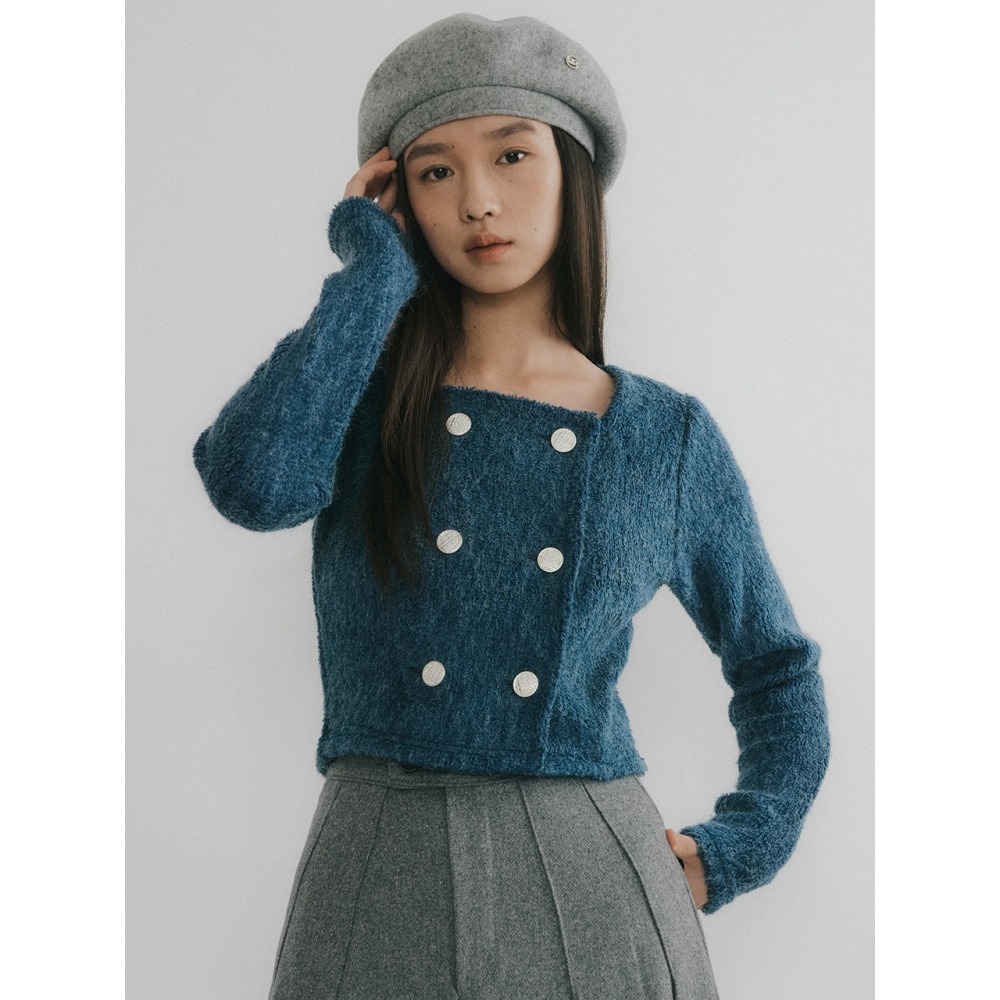 REORG OSON ダブルボタンロングスリーブ Tシャツパールブルー