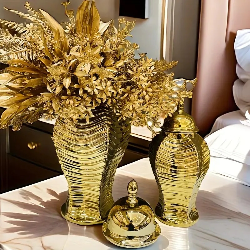 フラワーポット 花瓶 フラワーベース 3サイズ展開 ゴールド 金 おしゃれ 高級感 エレガント ラグジュアリー フラワーアレンジメント 高級感 インテリア ホームデコ