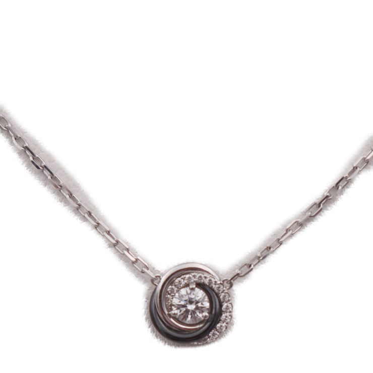 美品 CARTIER カルティエ ネックレス CRB7224532 トリニティ K18ホワイトゴールド セラミック ダイヤモンド WG ブラック ペンダント 750 WG 本物保証 中古【本物保証】