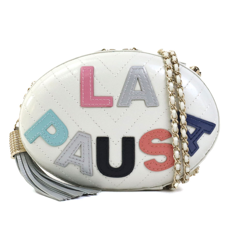 シャネル CHANEL ショルダーバッグ LA PAUSA レザー/メタル オフホワイト/ゴールド レディース e58504f