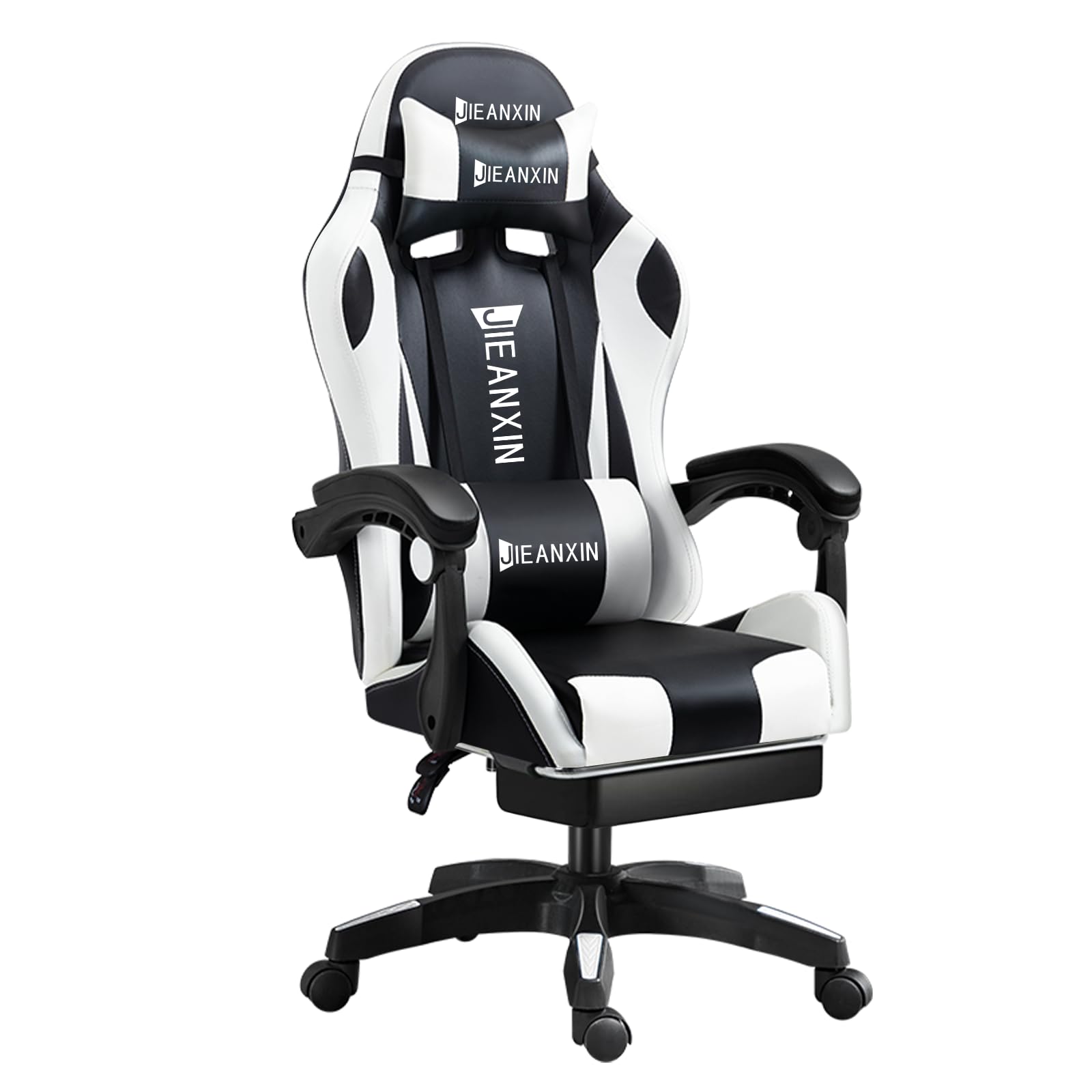 ゲーミングチェア オフィスチェア デスクチェア パソコンチェア リクライニング オットマン付き(白 モダンスタイル) 35301