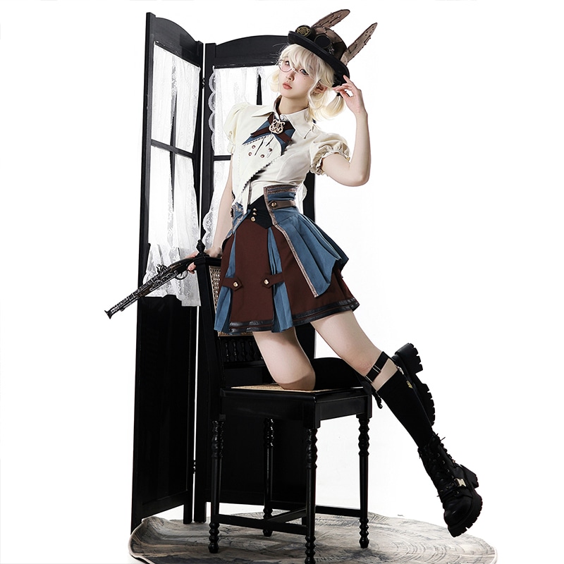 正規品デザイン妖精郷車掌lolitaシャツウエストシールハーフスカート王子系