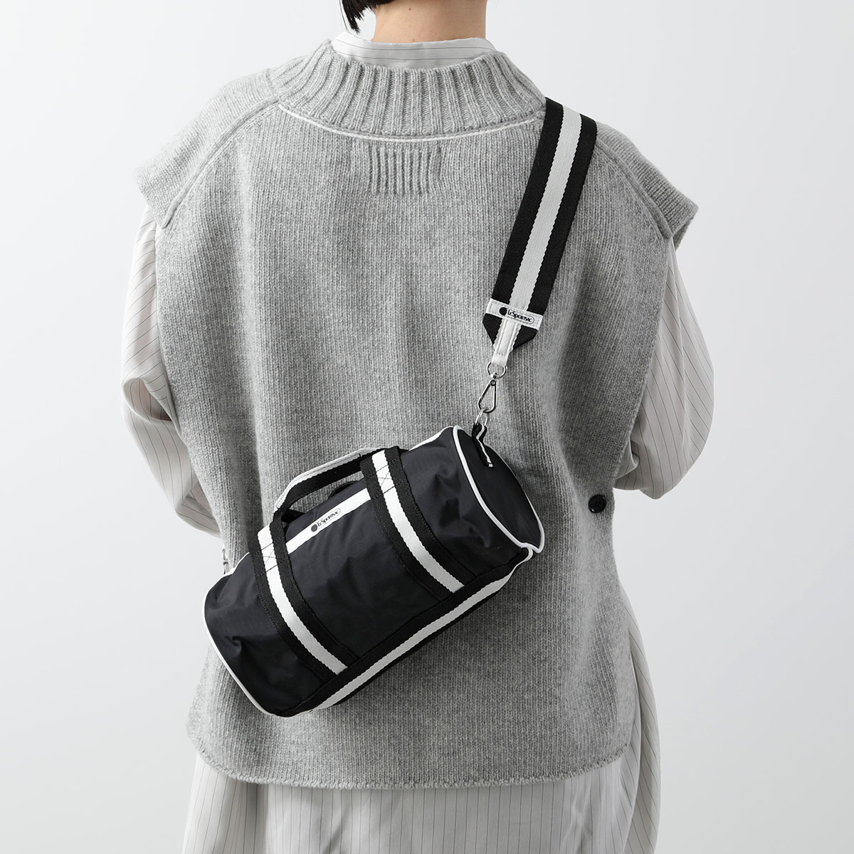 LeSportsac レスポートサック ショルダーバッグ MINI BARREL BAG 1200 レディース ナイロン ハンドバッグ 軽量 鞄 E849/SPECTATOR-BLACK