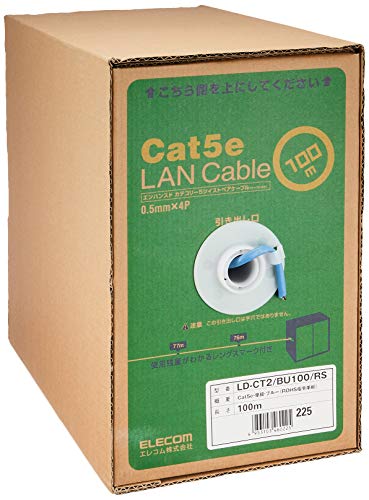 色：ブルー サイズ：100m エレコム LANケーブル 100m 自作用 RoHS指令対応 CAT5