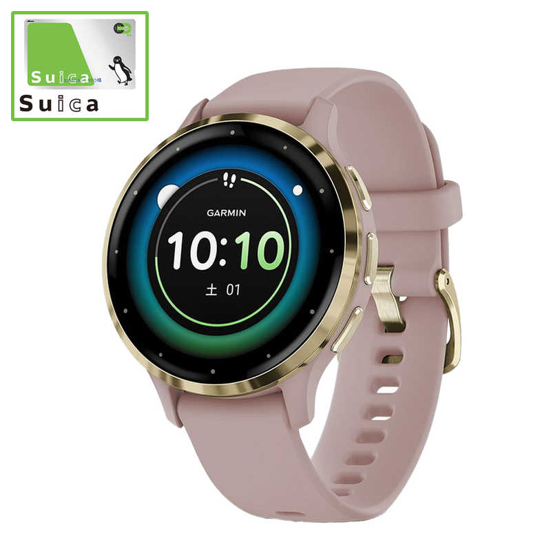 GARMIN　GPSスマートウォッチ Venu 3S Suica対応 Pink Dawn / Peach Gold　010-02785-43