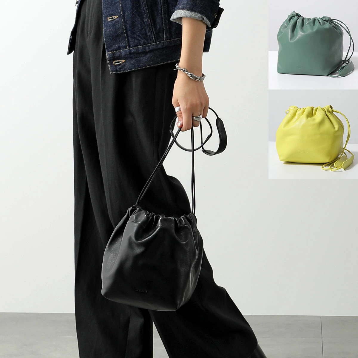 JIL SANDER ジルサンダー ドローストリングバッグ DUMPLING ダンプリング J07WG0027 P4846 レディース クロスボディ 巾着バッグ レザー ロゴ 鞄 カラー6色