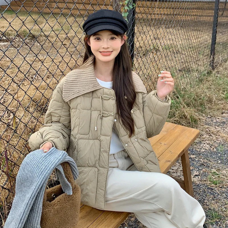ニット 開襟 綿服 ショット丈 秋冬 韓国ファッション 裏起毛 厚手 ジャケット ヒョウ柄 上着 レディース 冬アウター