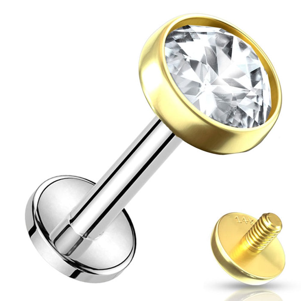 ボディピアス 14G 14K 4mmジュエルパーツ ラブレットスタッド 軟骨ピアス 耳ピアス