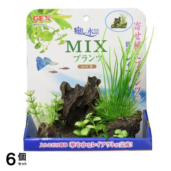 GEX 癒し水景 MIXプランツ ロック 1個入 (茶) 6個セット