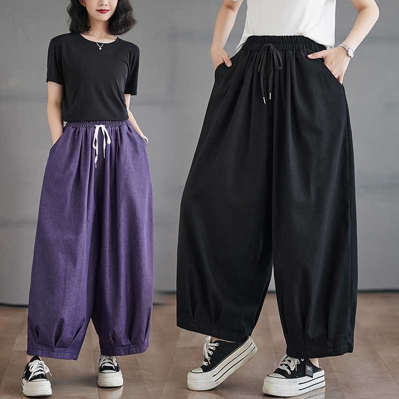 「ファットガール」 2024夏今週の割引は 25% オフです新品 デニムパンツ ワイドパンツ ゴム レトロ 大きいサイズ 体型カバー レディース ロングパンツ メガ割