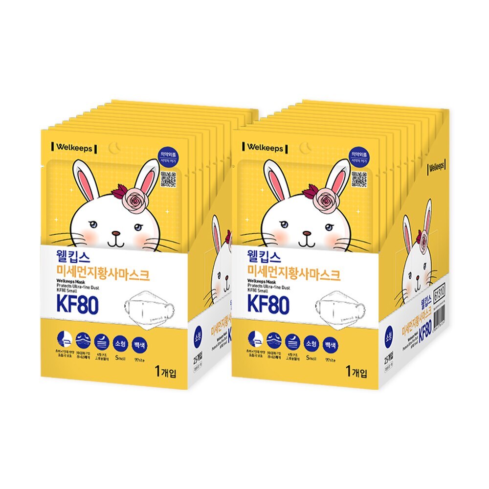 ウェルキープスPM2.5黄砂マスク小型KF80(25枚) 2 box 6,120円
