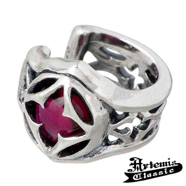 アルテミスクラシック Artemis Classic スパイダー ウェブ シルバー イヤーカフ アクセサリー レッドキュービック 1個売り シルバー 925 スターリングシルバー ACE0119