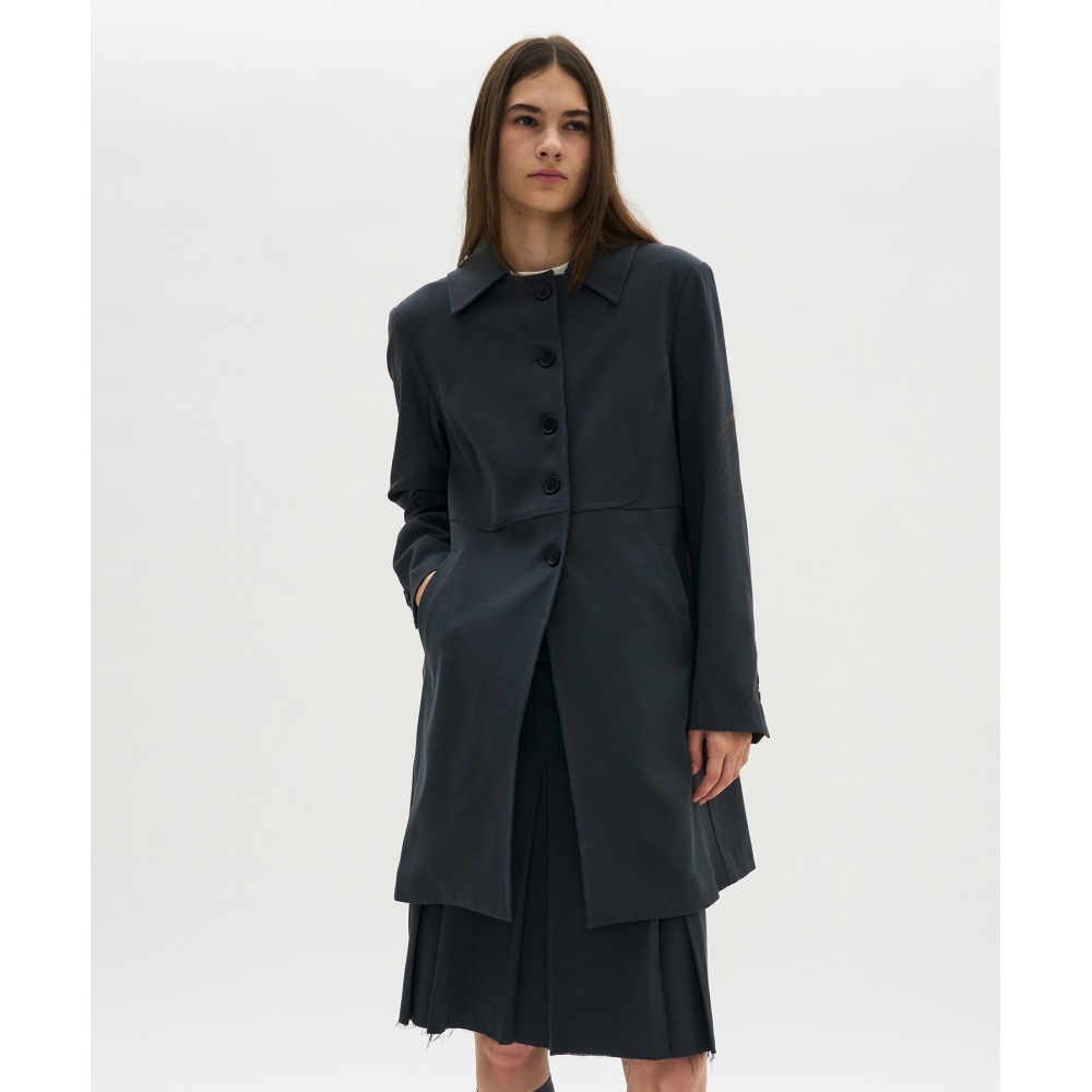 PARTIMENTO レディース 2WAY クラシックハーフショートコート_チャコール