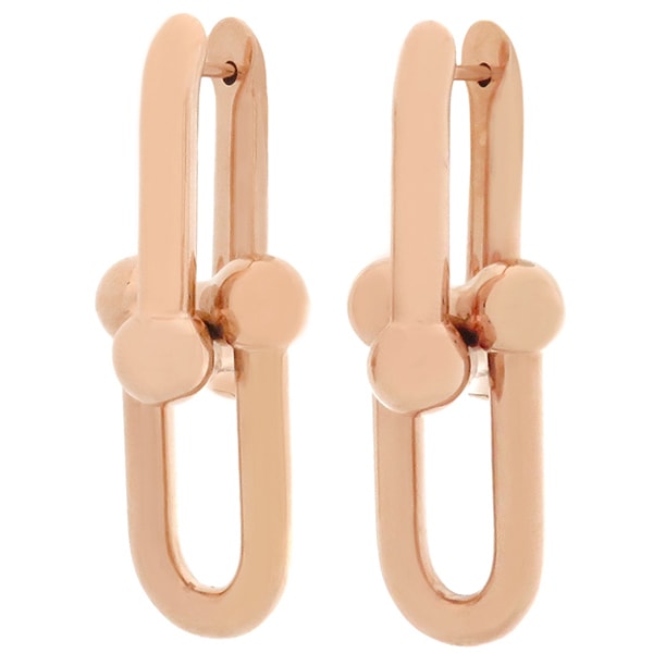 ティファニー Tiffany & Co ピアス ハードウェア ラージリンク K18PG ピンクゴールド 750 PG RG 68533678【中古】