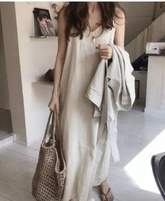 Vロングノースリーブワンピース ワンピース ロング丈 袖なし l Vネック フレア Aライン 大人可愛い きれいめ シンプル カジュアル 大人 無地 春 夏 20代 30代 40代 50代