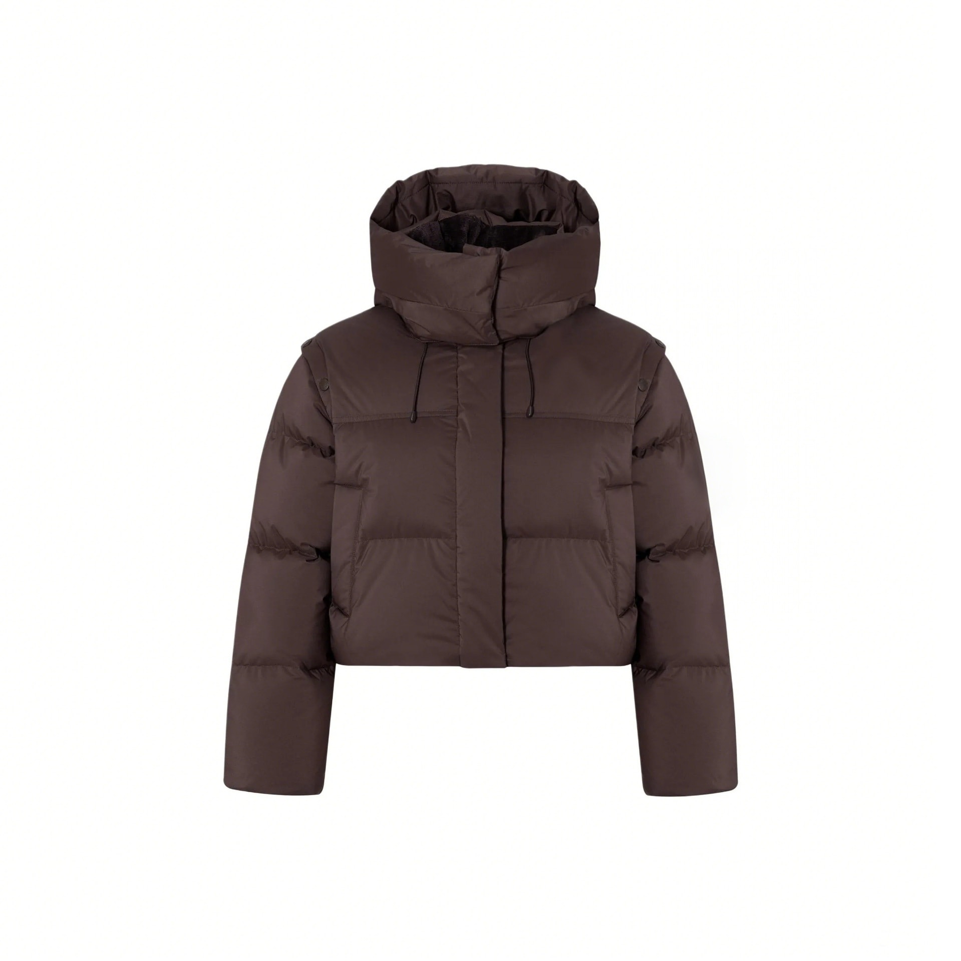 取り外し可能なフード付き袖が付いた多用途でスタイリッシュスリムに見える韓国風のゆったりとしたフィット感の新しい冬用ショートダウンジャケット