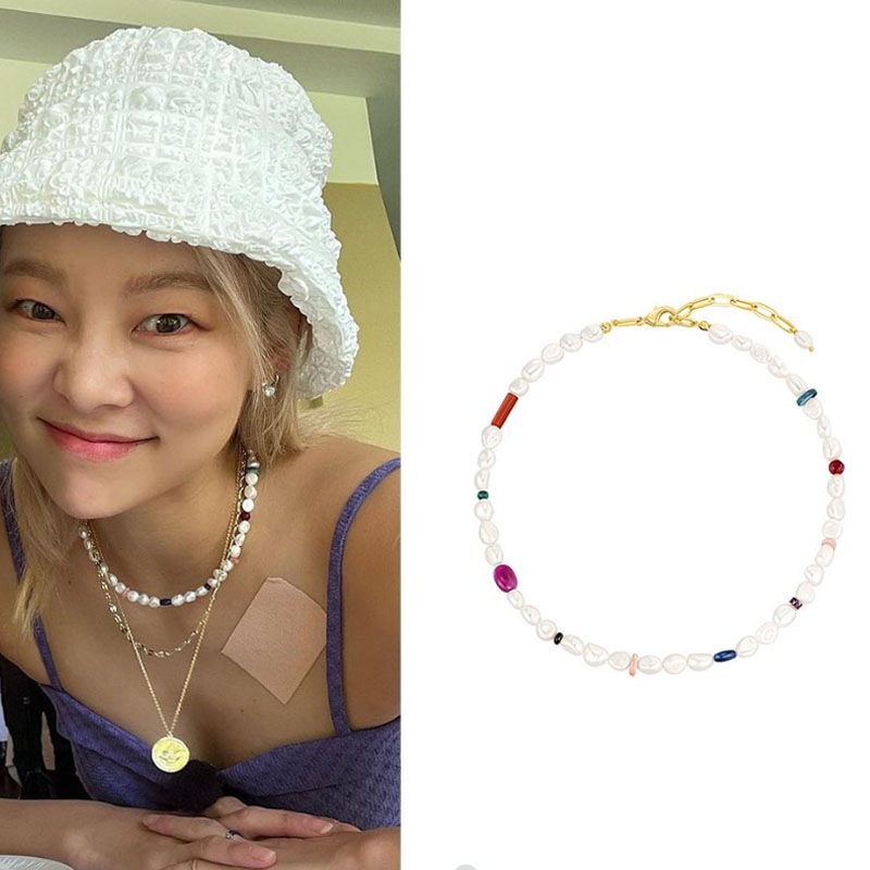 [ソンヘナイサベ着用] gemstone mix pearl necklace 韓国女性アクセサリー/韓国ファッションスタイル/SNS人気/韓国ジュエリー/芸能人着用アクセサリー/デイリーアイテム/