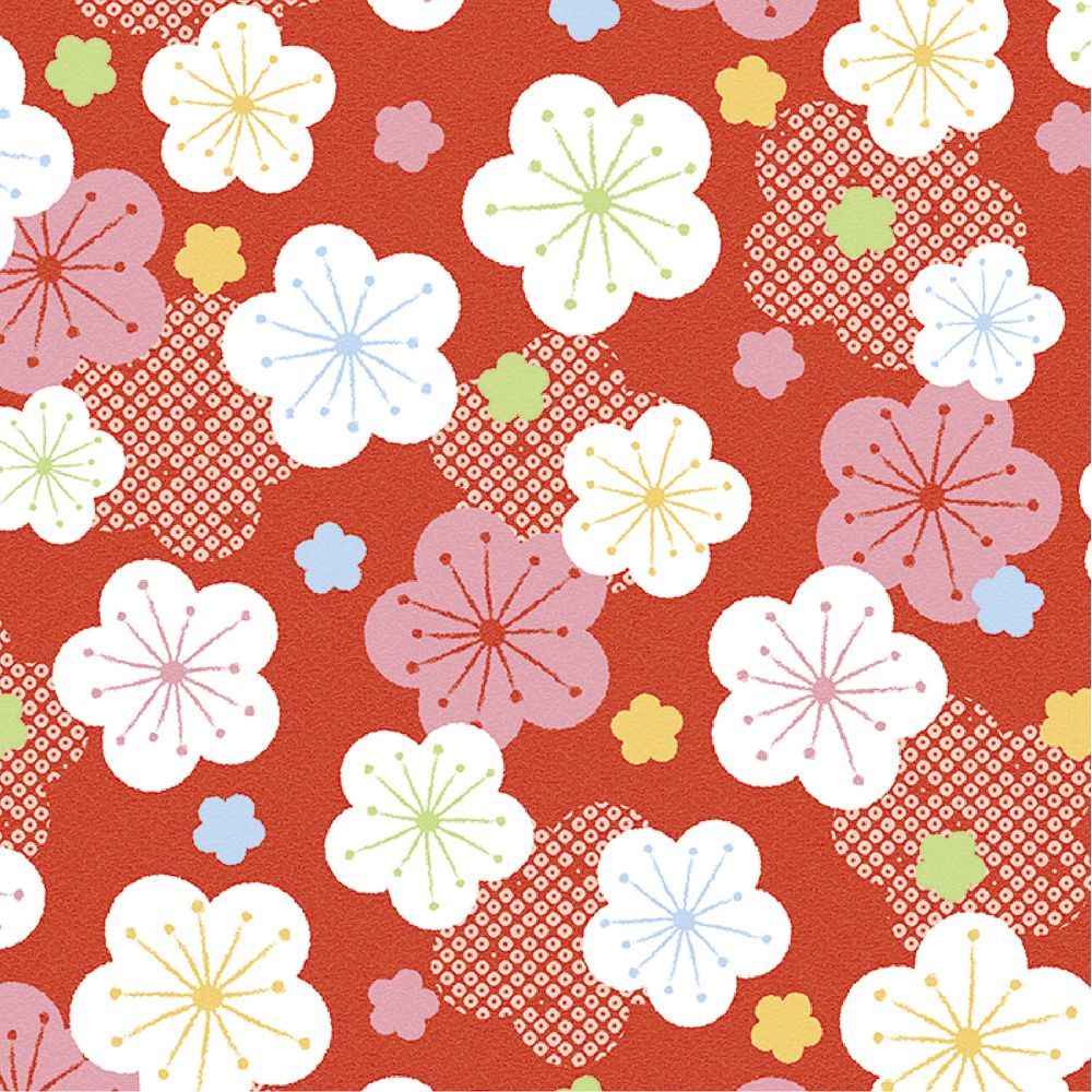 （まとめ買い）ササガワ 包装紙 和風柄 祝い梅 半才判 50枚入 49-1722 [x3]