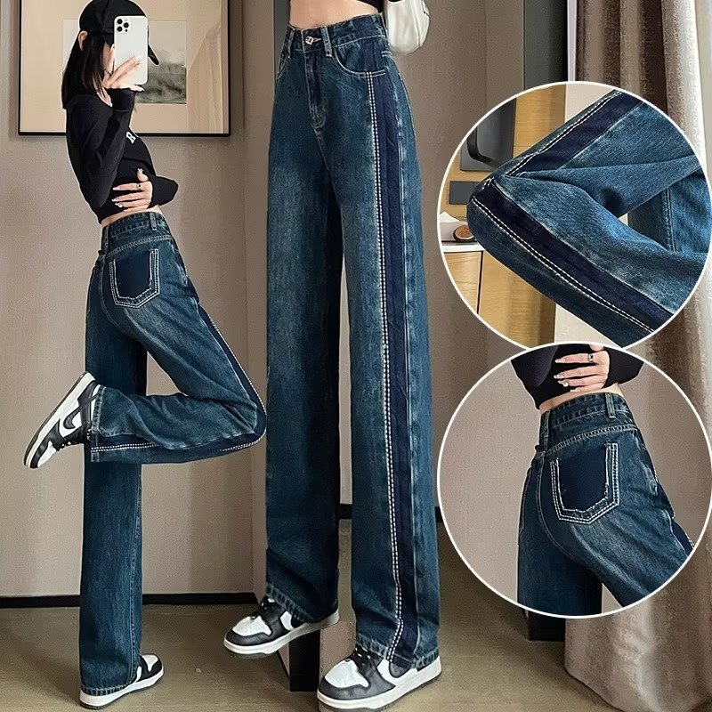 春夏新型ストレートジーンズレディースワイドパンツが薄いモッピングパンツ デニムボトムス