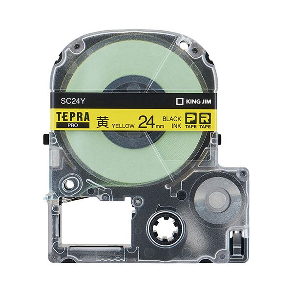 （まとめ） キングジム テプラ PRO テープカートリッジ パステル 24mm 黄／黒文字 SC24Y 1個 (×4セット)