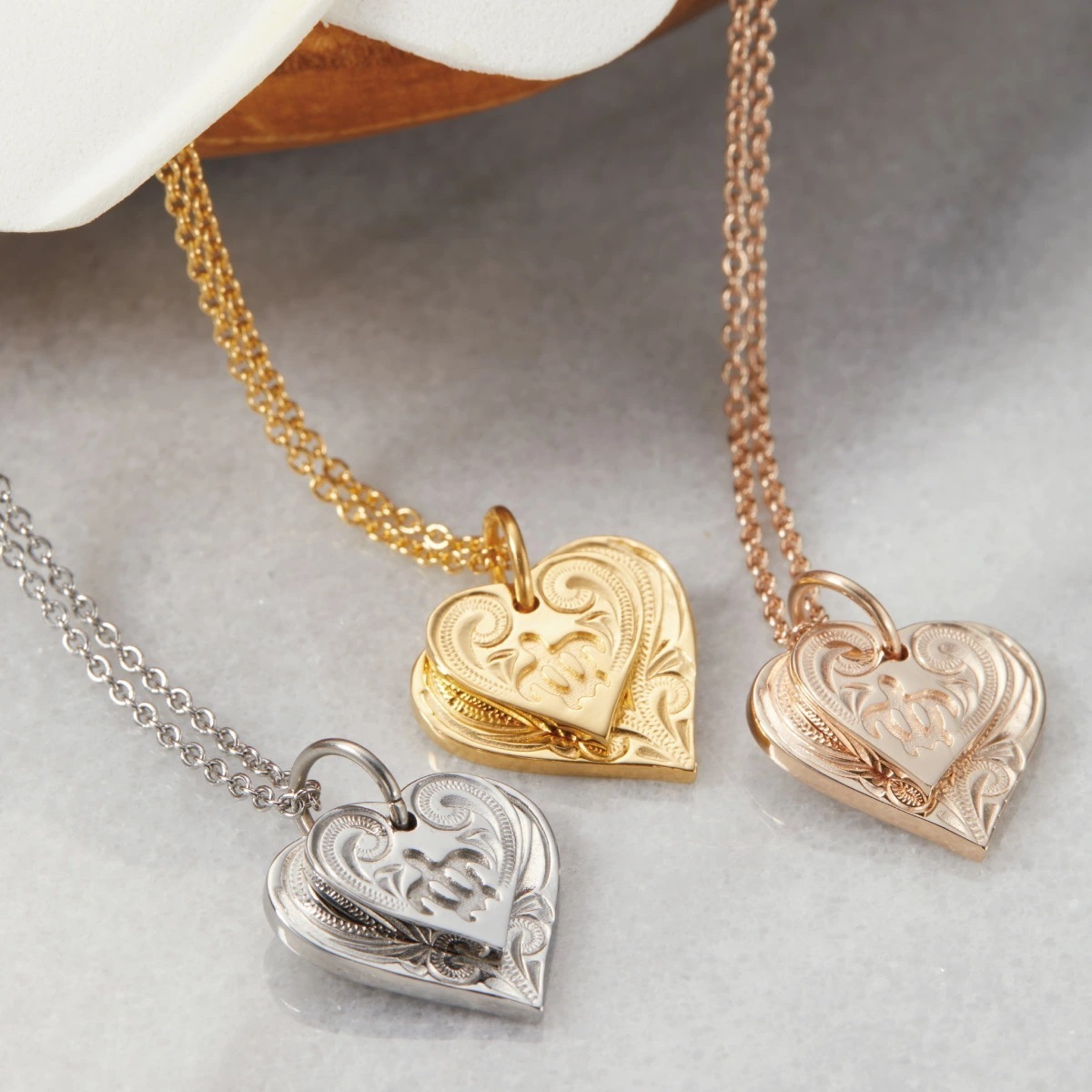 ネックレス レディース サージカルステンレス ハワジュ ハート ホヌ 亀 プレート プルメリア 波