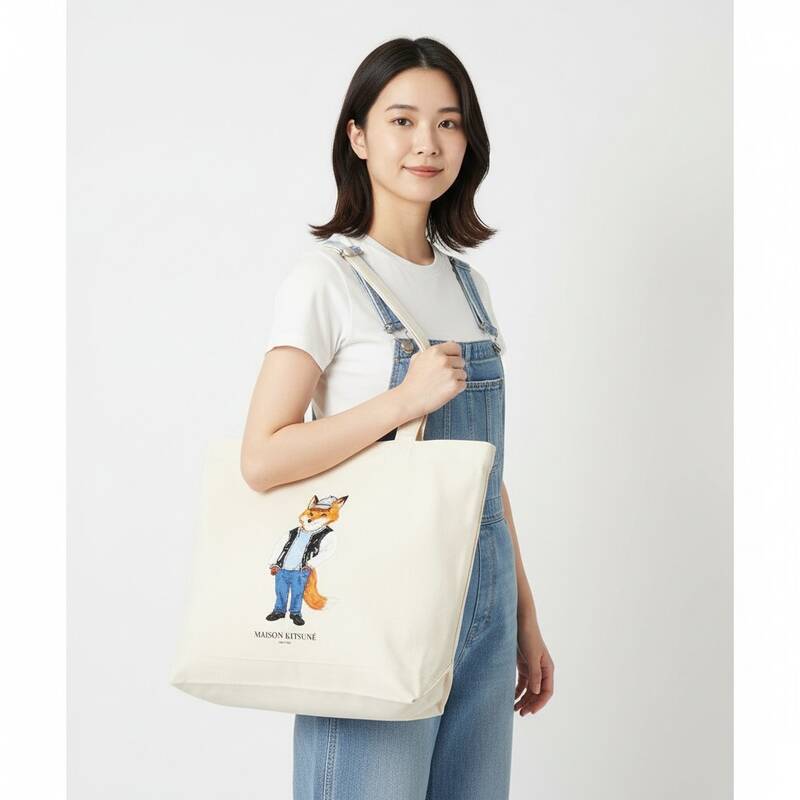 メゾンキツネ ドレスドフォックス トートバッグ エクル PM05107WW9042 P700