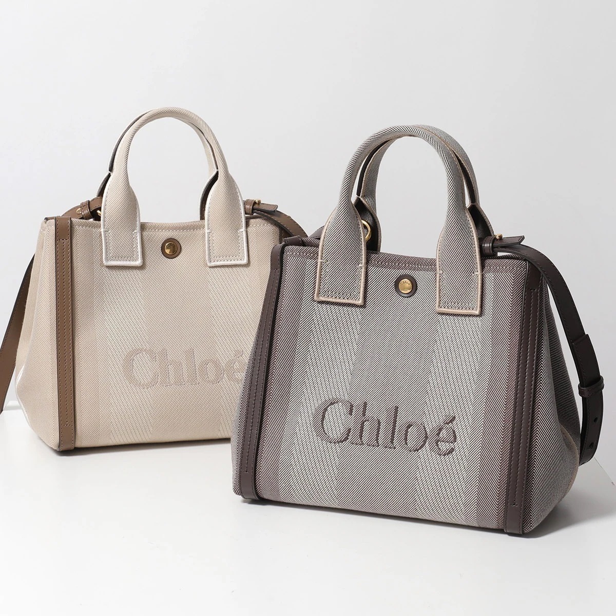 Chloe クロエ ショルダーバッグ CHC25SS911O65 SMALL レディース スモール ハンドバッグ キャンバス ジャガード レザー ロゴ 鞄 カラー2色