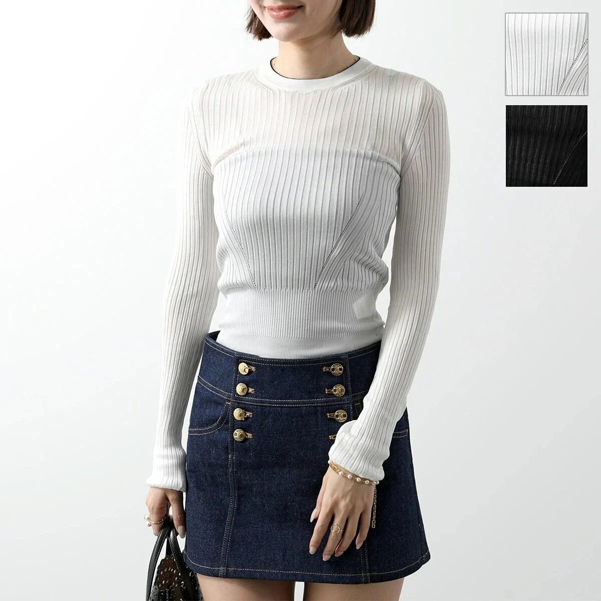 N21 ヌメロヴェントゥーノ セーター A016 7623 レディース レーヨン ニット クルーネック リブ 長袖 カラー2色