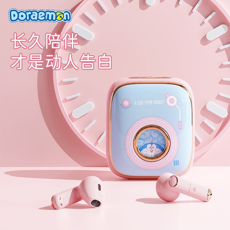 ドラえもんワイヤレスBluetoothイヤホン半入イヤホンレトロTWSステレオ長航続運動Bluetoothイヤホン