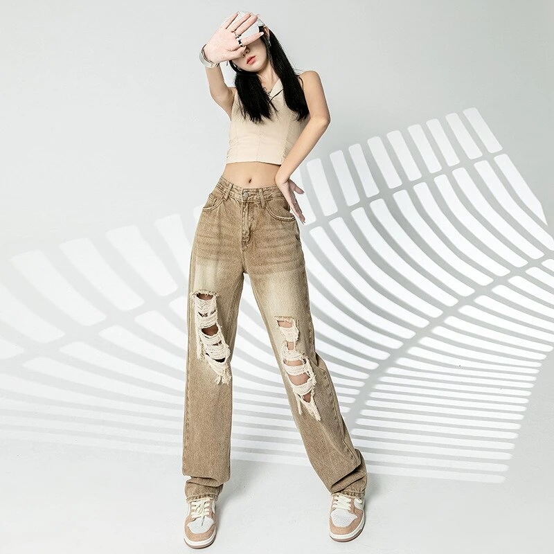 ハイウエスト 流行り カジュアル 接触冷感ボトムス デニムパンツ ワイドパンツ パンツ ワイドパンツ ロングパンツ ドレープ感 ズボン 運動