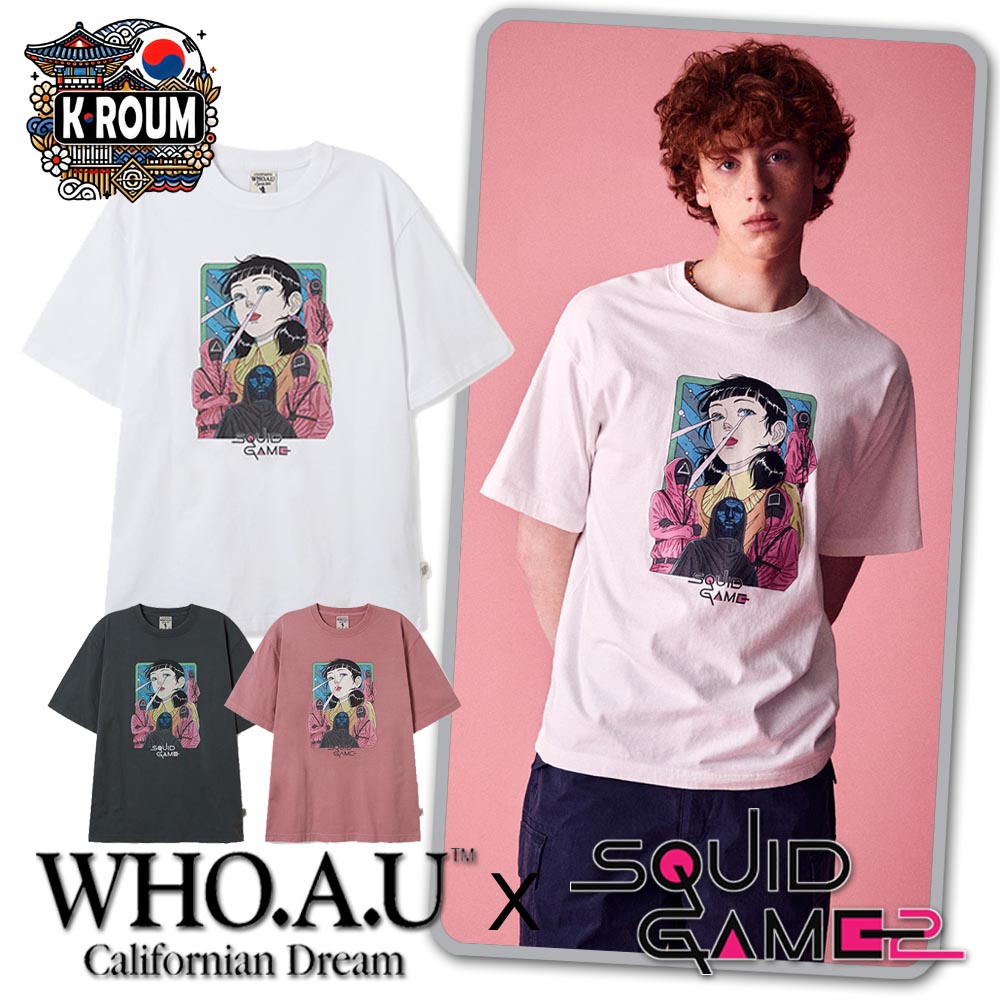 [WAU x SQUID GAME] Cartoon Dyed T-Shirt 3color イカゲームカートゥーンカラーリングTシャツ 3色 / ユニセックス