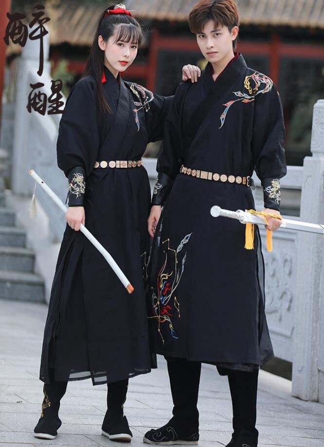 中華コスプレ衣裳 漢服 チャイナ服 ハロウィン コスチューム メンズ レディース 大人 華流 舞台衣裳 チャイナ衣装 交差襟 中華服 中華ドレス 長袖 カンフー 武術 ウェア 刺しゅう ベルトあり ロ