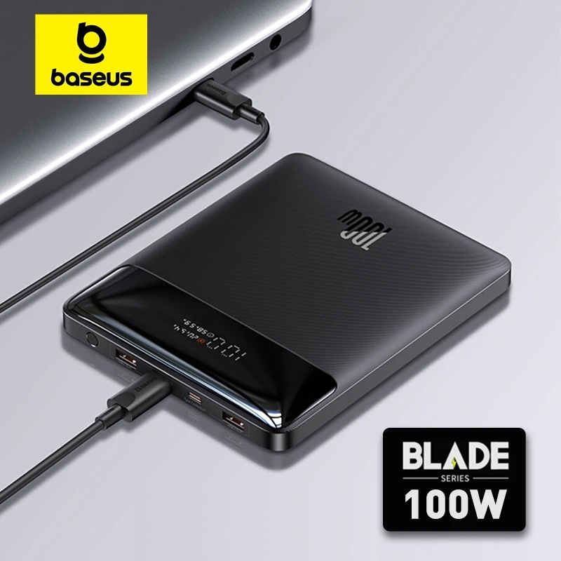 Baseus-バッテリー充電器100W 20000mAh タイプC 急速充電パワーバンク ノートブック用 100Wケーブル付き