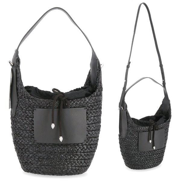 [釜山店] ストリングメタルロゴ BAG51961 チャコールブラック ロゴ ニシダ NISIDA バケットトートバッグ ショルダーバッグ