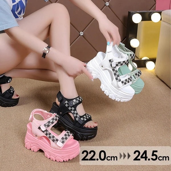 【新品販売】スポーツ サンダル レディース 厚底サンダル ヒール8cm シューズ スポーツサンダル 厚底 夏 疲れない ベルクロ サンダル ウェッジソール 美脚 サンダル ja084zbzbze