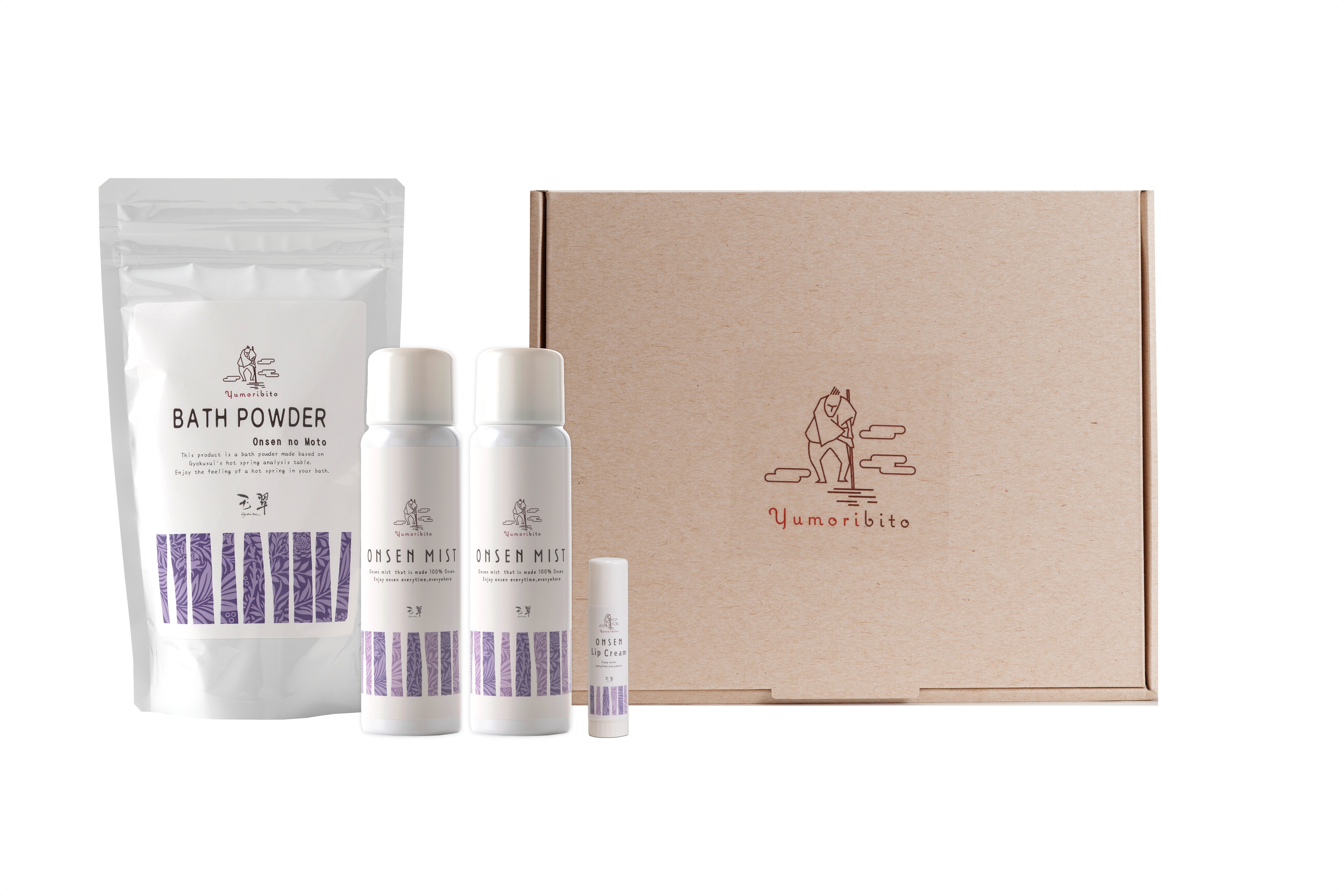 ゆもりびと 温泉ミストセット 温泉ミスト2本  温泉の素入浴剤 温泉リップクリーム ギフト