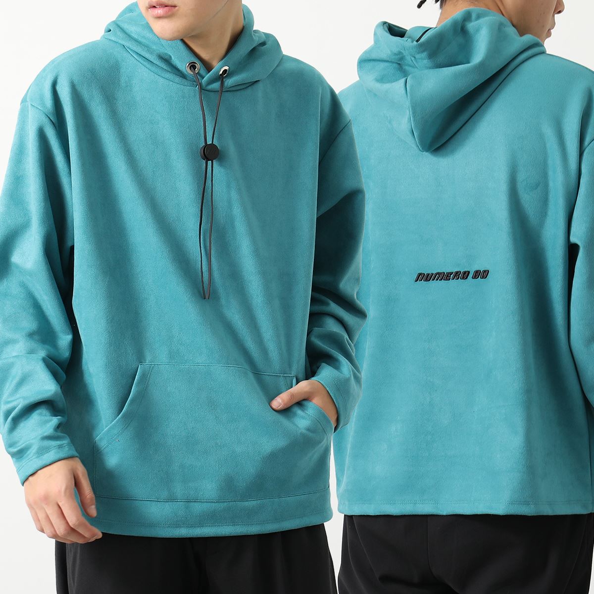 NUMERO 00 ヌメロ フーディー HOODIE COULISSE 22112 メンズ スウェットシャツ 長袖 ロゴ 刺繍 スウェードライク LIGHT-BLUE 11,680円