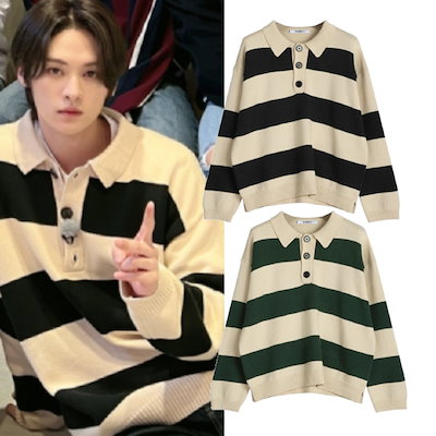 [Stray Kidsリノ着用] Rugby Striped Knitのサムネイル